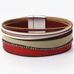 Rode Luipaard Magneet Dier Trendy Polsband Brede Slang Lederen Armbanden Vrouwen Mode Meisje Armband Vrouwelijke Sieraden