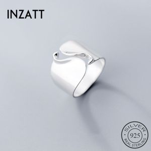 INZATT Real 925 Sterling Zilver Minimalistische Golf Brede Opening Ring Voor Mode Vrouwen Party Elegante Lijnen OL Fijne Sieraden
