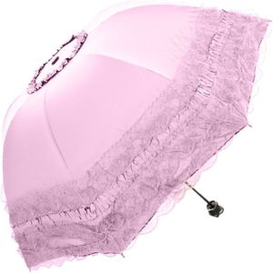 Zwarte Coating Parasol Dames Kant Parasol Opvouwbare Paraplu Zonnescherm Uv Parasol Sonnenschirm Parapluie Soepel Femme