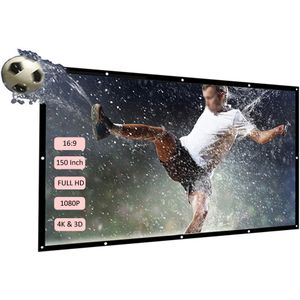 60-150 Inch Draagbare Projector Scherm Hd 16:9 Wit Diagonaal Video Projectiescherm Opvouwbare Wandmontage Home Wit Dacron