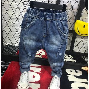 Jongens Denim Jeans Kinderen Comfortabele Broek Baby Elastische Taille Jeans Broek Cartoon Borduurwerk 2-6years (