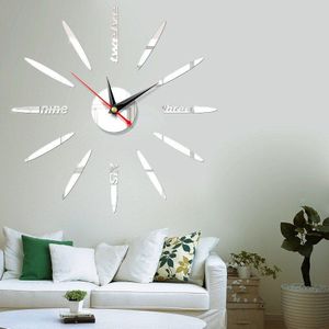 Stijl Home Decor Grote Spiegel Mode Moderne Quartz Klokken Woonkamer Diy Muur Digitale Klok Sticker Horloge