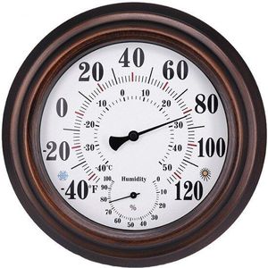 Amerikaanse Thermometer Indoor Outdoor 7.9 &quot;Patio Grote Muur Thermometer En Hygrometer Mechanisch Horloge Kern Geen Batterij Nodig