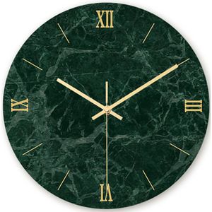Groene Marmeren Wandklok Eenvoudige Decoratieve Creatieve Nordic Moderne Marmeren Klokken Muur Horloge Voor Woonkamer Keuken Kantoor Slaapkamer