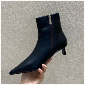 Suojialun Mode Wees Teen Laag Dunne Hakken Korte Laarzen Vrouwen Elegante Chelsea Boot Lente Enkellaars Dames Pump Schoenen