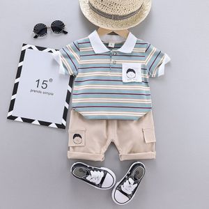 Ienens Baby Korte Mouwen Kleding Sets Kids Gestreepte Polo-Shirt + Shorts Outfits Suits Peuter Infant Jongens Casual Zomer kleding