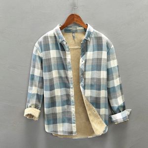Grote Betaald Shirt Mannen Casual Winter Warm Houden Met Lange Mouwen Tops Katoen Plus Fleece Man Shirts Chemise Homme TB125
