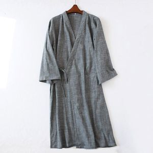 Mannen Katoen Gewaden Mode Effen Nachtkleding Japanse Stijl Kimono Badjas Yukata Jassen Nachtkleding