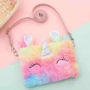 Leuke Eenhoorn Crossbody Tas Voor Meisjes Pluche Portemonnees En Handtassen Vrouwen Kleine Portemonnee Kawaii Dames Coin Pouch Purse