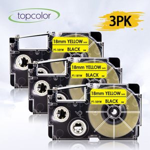 Topcolor 18Mm Zwart Op Geel Label Tape XR-18YW Vervangen Casio Xr Etikettering Tape Label Maker Voor Casio KLP1000 KL1500 KL2000 430