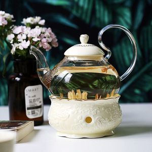 Keramische Theepot Met Zeef Vintage Porselein Britse Thee Pot En Cup Set Kaars Verwarming Glas Koffie Mokken Woondecoratie