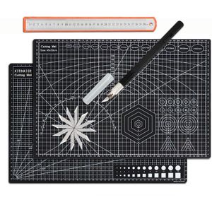 A3 Pvc Handmatig Snijden Mat Set Cut Pad Patchwork Metalen Liniaal Graveren Pen Mes Tool Set Dubbelzijdige Zelf-Healing Snijplank