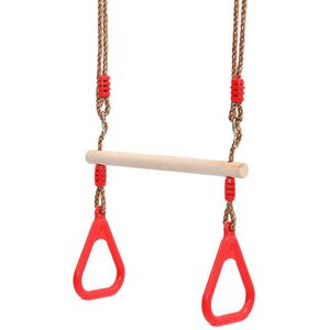 Kinderen Houten Trapeze Swing Bar Met Plastic Gym Ringen Fitness Speelgoed Schommel Touw Seat Tuin Speelgoed Schommels Pull Up Ring outdoor