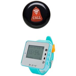 10 STKS Belknop M-K-1 en 1 STKS Horloge Pager M-W-1 Mindewin Draadloze Oproepsysteem voor Restaurant en Cafe Winkel