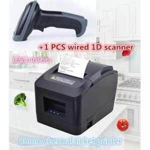 Gift1 STUKS wired 1D scanner + pos Ticket printer 80mm thermische printer automatische snijden usb-poort of Ethernet