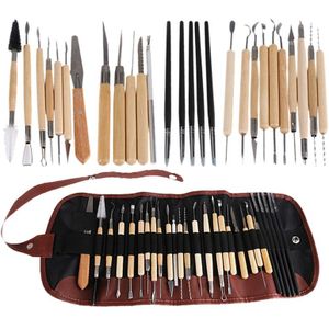 28Pcs Arts Crafts Clay Sculpting Gereedschap Set Modeling Carving Tool Kit Aardewerk & Houten Handvat Boetseerklei Gereedschap