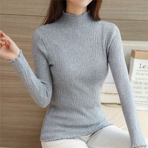 Herfst Winter Vrouwen Truien Half Coltrui Verstoorde Lange Mouwen Effen Slanke Trui Truien Pull Femme Sueter Mujer