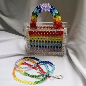 Rainbow Handgemaakte Kralen Geweven Parel Transparant Acryl Handtas Schouder Diagonaal Vrouwen Tas Avond Clutch Bags
