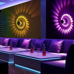 RGB Spiraal Gat Led Wandlamp 3W Dimbare Spiraal Lamp Met Afstandsbediening Oppervlak Installeren Mini Licht Voor Game room Bar