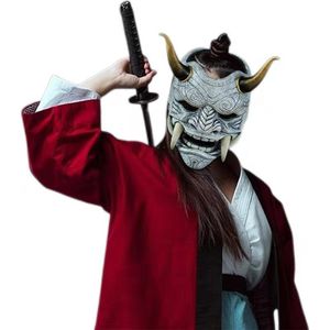 Rode Prajña Masker Prajña Cosplay Kan Drama Japanse Kan Masker Latex Rood Gezicht Grimas Fangs Masker Prajña