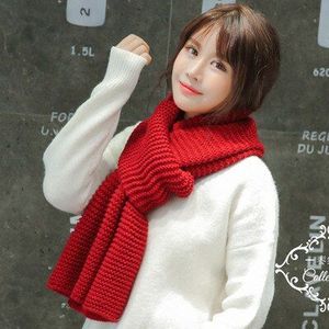 Koreaanse Herfst Winter Mode Wollen Sjaal Vrouwen Meisjes Lange Wollen Sjaal Warm Effen Kleur Paar Comfortabele Sjaal