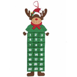 Vilt Kerst Advent Kalender Kerstman/Sneeuwman Countdown Advent Kalender Opknoping Ornamenten Nieuwjaar Decor