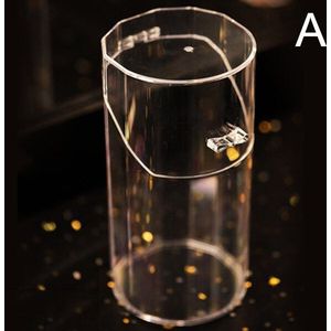 Desktop Opbergdoos Vierkante/Ronde/Zeshoekige Make-Up Kwasten Houder Transparant Acryl Cosmetische Flip Top Opslag Buis