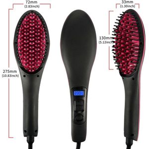 Keramische Elektrische Haar Borstel Haar Straightener Flat Iron Kam Digitale Controle Verwarming Borstels