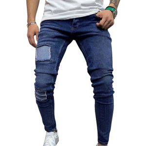 Mannen Silm Fit Denim Broek Effen Kleur Broek Flexibele Jeans Mannen Jeans Met Zakken