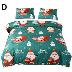 Kerst Bed Dekbedovertrek Kerstman Patroon Polyester Kussensloop Dekbedovertrek Set Jaar Kerst Decoraties Voor Huis