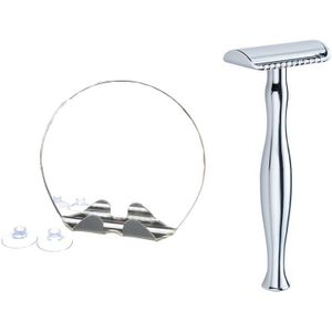 Lange Handvat Scheermes Koper-Zinklegering Mannen Dubbelzijdig Scheermessen Veiligheid Scheerapparaat & Fogless Douche Spiegel