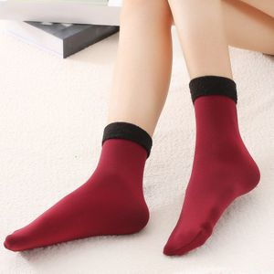 5 Kleur Fluwelen Vrouwen Winter Warm Thicken Thermische Sokken Zachte Casual Effen Kleur Sok Wol Kasjmier Thuis Snowboots vloer Sok