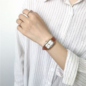 Klassieke Eenvoudige Rechthoek Vintage Lederen Vrouwen Horloges Casual Dames Quartz Horloges Kwaliteiten Vrouw Klok