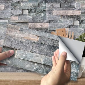Keuken Badkamer Tegel Stickers Pvc Imitatie 9Pcs Donkergrijs Bricks Zelfklevende Bad Keuken Wandtegel Trap Sticker1