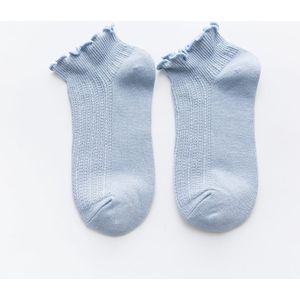 Effen Kleur Vrouwen Korte Sokken Zomer Low Cut Ankle Boot Sokken Vrouwen Bamboevezel Japanse Kawaii Leuke Kant Stroken Ruffle sokken