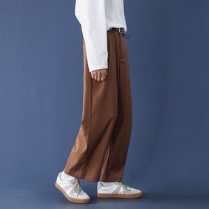 Zwart Grijs Caramel Pak Broek Mannen Losse Rechte Wijde Broek Mode Lente Zomer Solid Casual Alle-wedstrijd Casual Broek