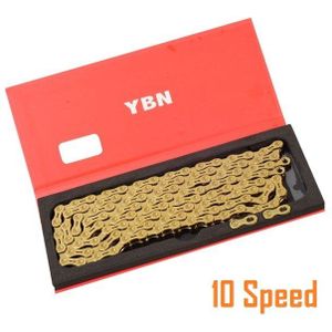 Ybn 10/11 Speed Fietsketting Goud Ultralight Semi-Hollow Mtb Keten Racefiets Xc Chain W/Magic gesp