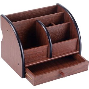 Luxe Houten Bureau Organizer Office Bureau Pen Houder Houten Sorter Met Lade