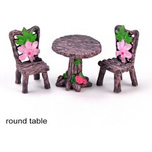 1 Set Miniaturen Diy Materiaal Hout Stoelen Tafels Hars Ambachten Kunstmatige Micro Landschap Huis Tuin Decoraties Bureau Kruk