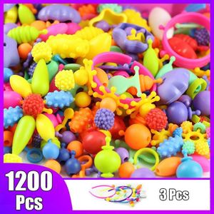 1200Pcs Pop Kralen Snap Bead Kleurrijke Diy Mode-sieraden Kit Educatief Meisje Speelgoed Maken Ketting Armband Ring