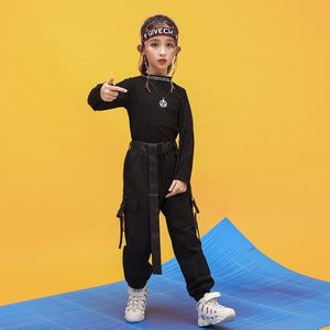 Lente Kinderen Meisjes Kleding Set Twee Stukken Lange Mouwen Trainingspak Voor Meisje Hip-Hop Street Dance Kleding Mode zwart