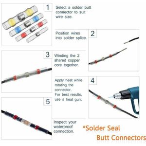 Butt Terminals Soldeer Seal Draad 250Pcs Krimpkous Connector Tube Accessoire