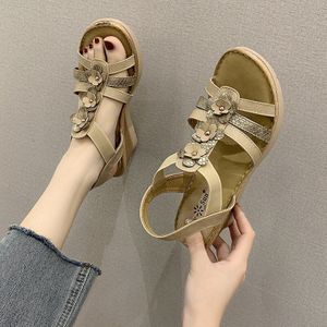 Vrouwelijke Rome Sandalen Zomer Vrouwen Wedge Open Teen Sandalen Hoge Hak Bloemen Strand Sandales Vrouw Schoenen Platform Sandalen