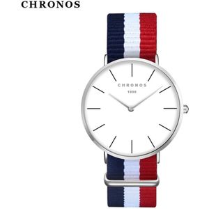 Chronos Mannen Vrouwen Unisex Horloges Nylon Gestreepte Riem Mode Ultra Dunne Paar Horloges Grote Eenvoudige Dial Relogio Masculino