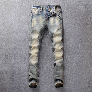Vintage Mode Mannen Jeans Slim Fit Katoenen Denim Knoppen Broek Retro Klassieke Jeans Mannen Gescheurde Jeans homme