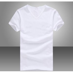 Mannen Zomer T-shirt Effen Zwart Wit Eenvoudige Tops Korte Mouwen V-hals Koreaanse Stijl Slim Fit Casual T-Shirts Mannelijke kleding Tees