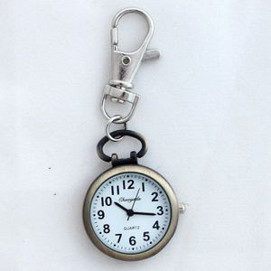 Zilver Goud Brons Retro Pocket Key Ring Clip Sluiting Zak Horloge Quartz Horloge GL52 Leuke Pocket Horloges