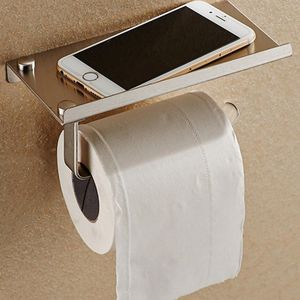 Badkamer Toilet Roll Paper Holder Wall Mount Roestvrij Staal Badkamer Wc Papier Telefoon Houder Tissue Dozen Met Opslag Plank Rek