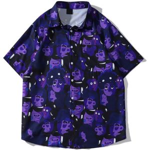 Dark Pictogram Cartoon Gedrukt Hawaiian Shirt 2022 Zomer Licht Gewicht Materiaal Mannen Shirt Mannelijke Top