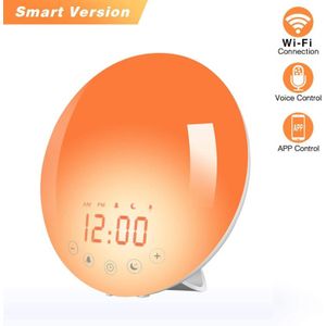 Wifi Smart Wake Up Light Wekker Radio Alexa Stem Kleurrijke Kleur Veranderen Sleep Aid Led Licht Met Zonsopgang Zonsondergang wekker